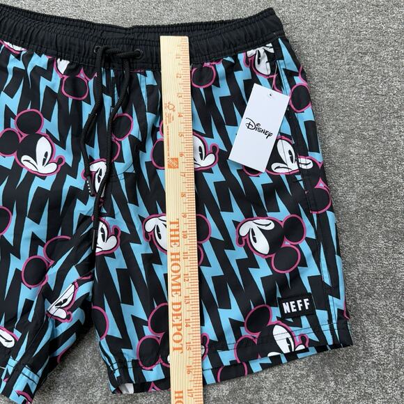 Disney‎ Neff Mens M Mickey Mouse Swim Trunks Shorts Black Blue Pink Graphic NWT - Picture 2 of 11
